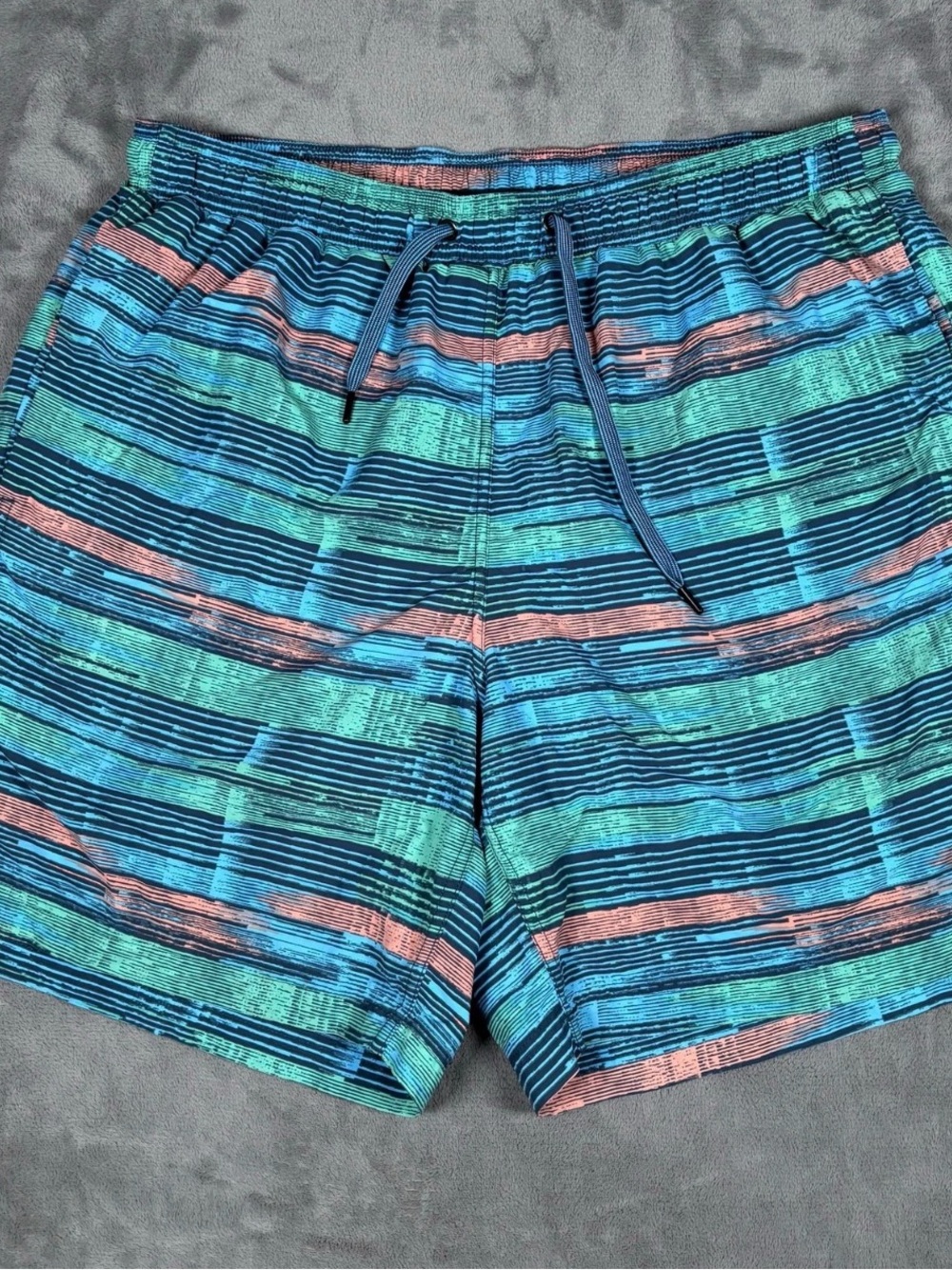 Saxx Men's Striped Swim Trunks - Blue, Teal, Pink